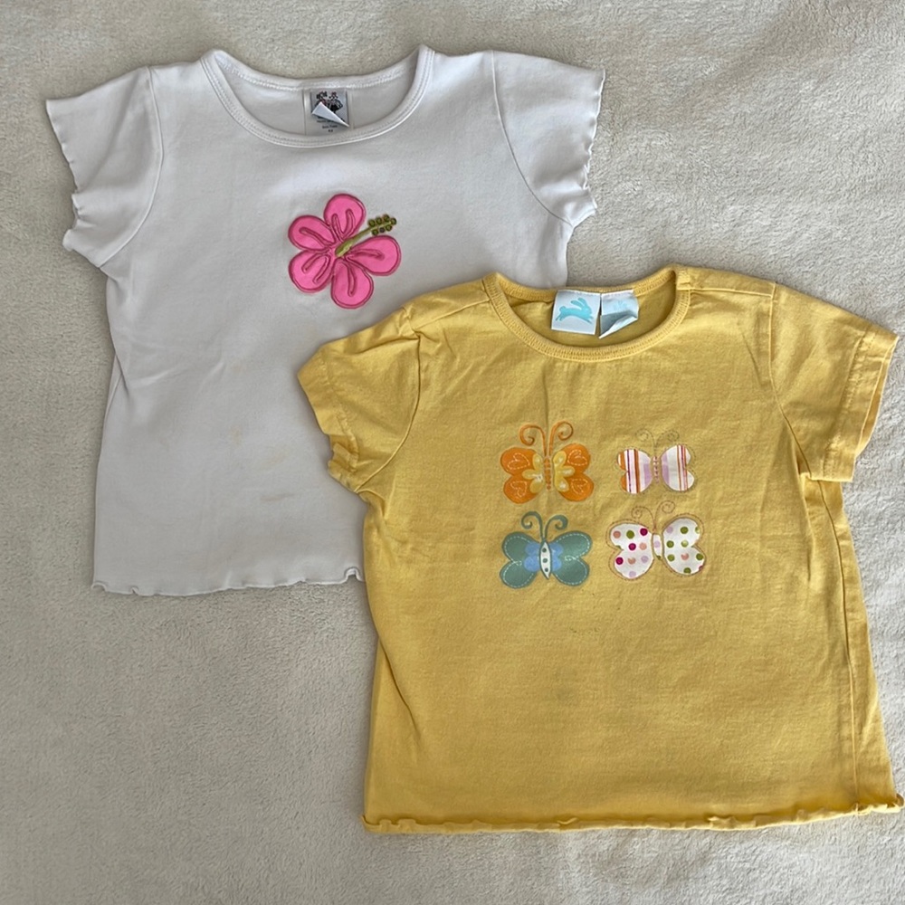 Bundle deal.  White shirt size 6X.  Yellow shirt size 6.